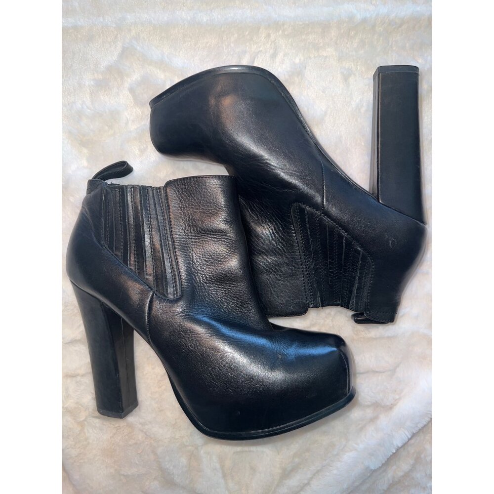 Steve Madden Saffronn Platform Boots Size 10 Black Leather‎ Ankle Booties - Picture 5 of 10